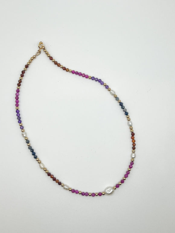 Mixed Gemstone & Pearl Necklace