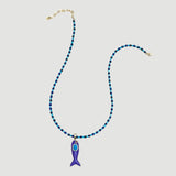 Purple Fish Charm Necklace