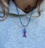 Purple Fish Charm Necklace