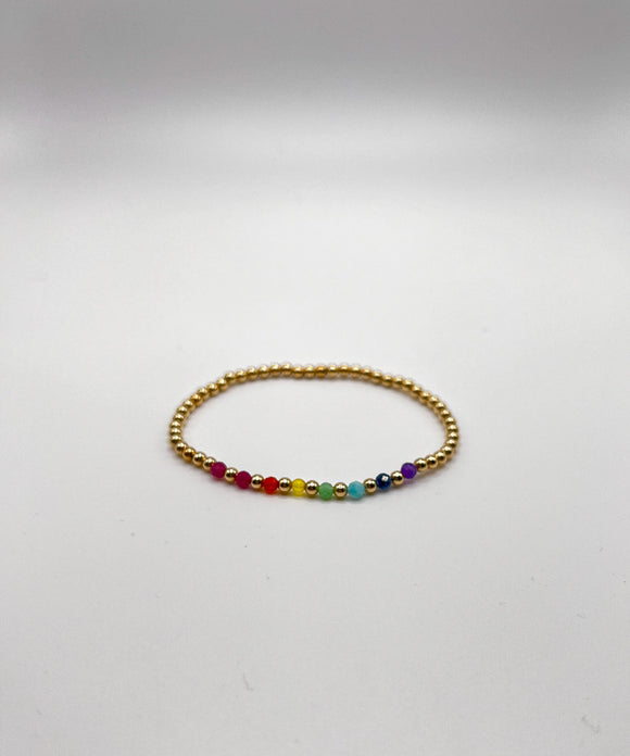 Rainbow Beaded Bracelet Gold