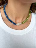 Natural Blue & Green Beaded Necklace