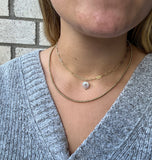 Pearl Drop Choker - Gold-Filled Paperclip Chain with Freshwater Pearl