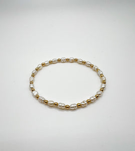 Beaded Gold & Pearl Bracelet