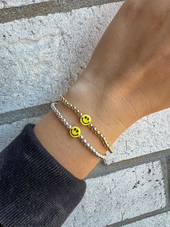 Gold or Silver Happy Face Bracelet (4mm)