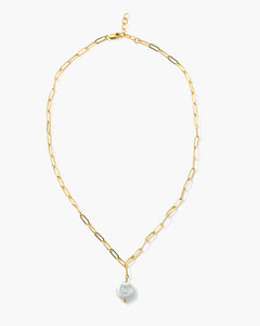 Pearl Drop Choker - Gold-Filled Paperclip Chain with Freshwater Pearl