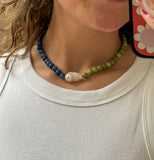 Natural Blue & Green Beaded Necklace
