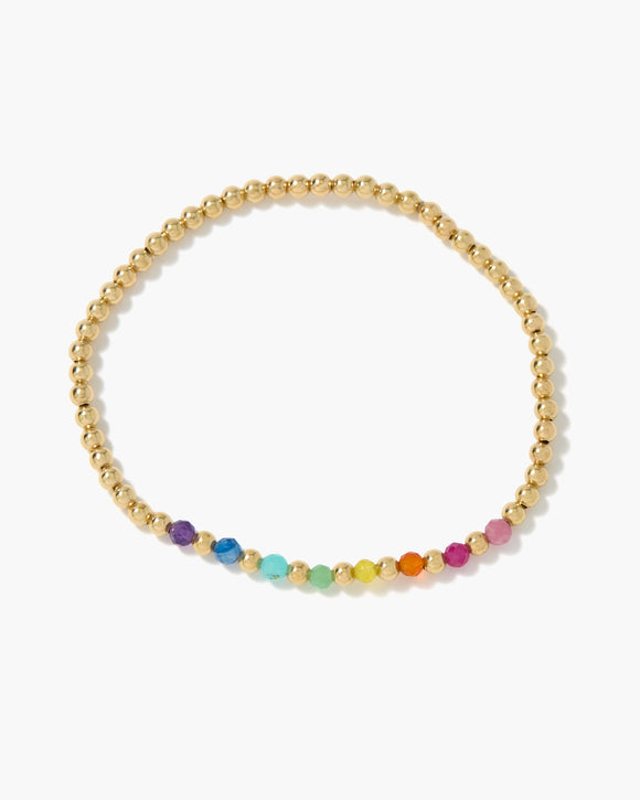 Rainbow Beaded Bracelet Gold