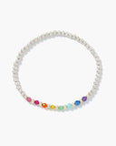 Rainbow Beaded Bracelet Silver