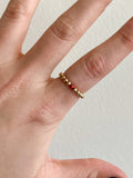 3mm Gold Beaded Ring - Red-Orange Opalite