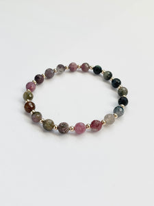 Gold & Tourmaline Beaded Bracelet - 6mm