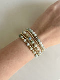 Gold & Aquamarine Beaded Bracelet - 6mm