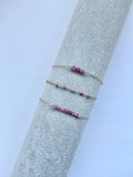 Pink Tourmaline Beaded Bar Bracelet