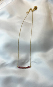 Pink Tourmaline Beaded Bar Necklace