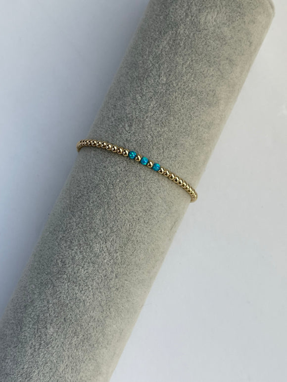 Teal Opalite & Gold Filled Bracelet