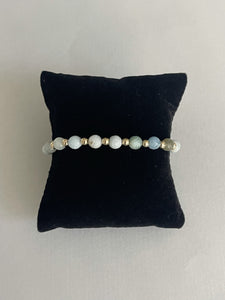 Gold & Aquamarine Beaded Bracelet - 6mm