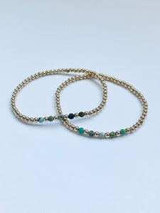 3mm Mix of Chrysocalla & Gold Bracelet