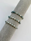 Gold & Aquamarine Beaded Bracelet - 6mm