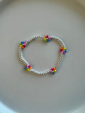 PRIDE Beaded Flower Bracelet - Sterling Silver