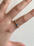 3mm Gold Beaded Ring - Blue Opalite