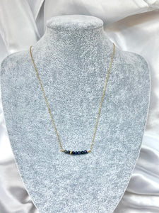Blue Sapphire Beaded Bar Necklace