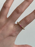 3mm Gold Beaded Ring - Hot Pink Opalite
