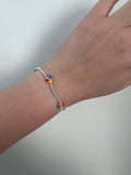 PRIDE Beaded Flower Bracelet - Sterling Silver