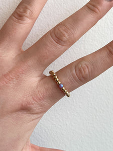 3mm Gold Beaded Ring - Lavender Opalite